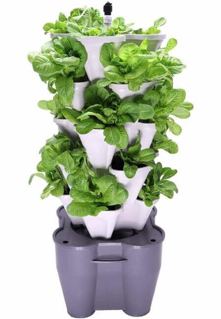 Mr. Stacky Smart Farm - Automatic Self Watering Garden - Grow Fresh Healthy Food Virtually Anywhere Year Round - Soil or Hydroponic Vertical Tower Gardening